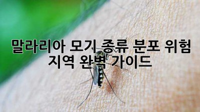말라리아 모기: 종류, 분포, 위험 지역 완벽 가이드